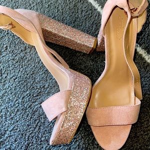 Glitter pink platform heels